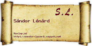 Sándor Lénárd névjegykártya